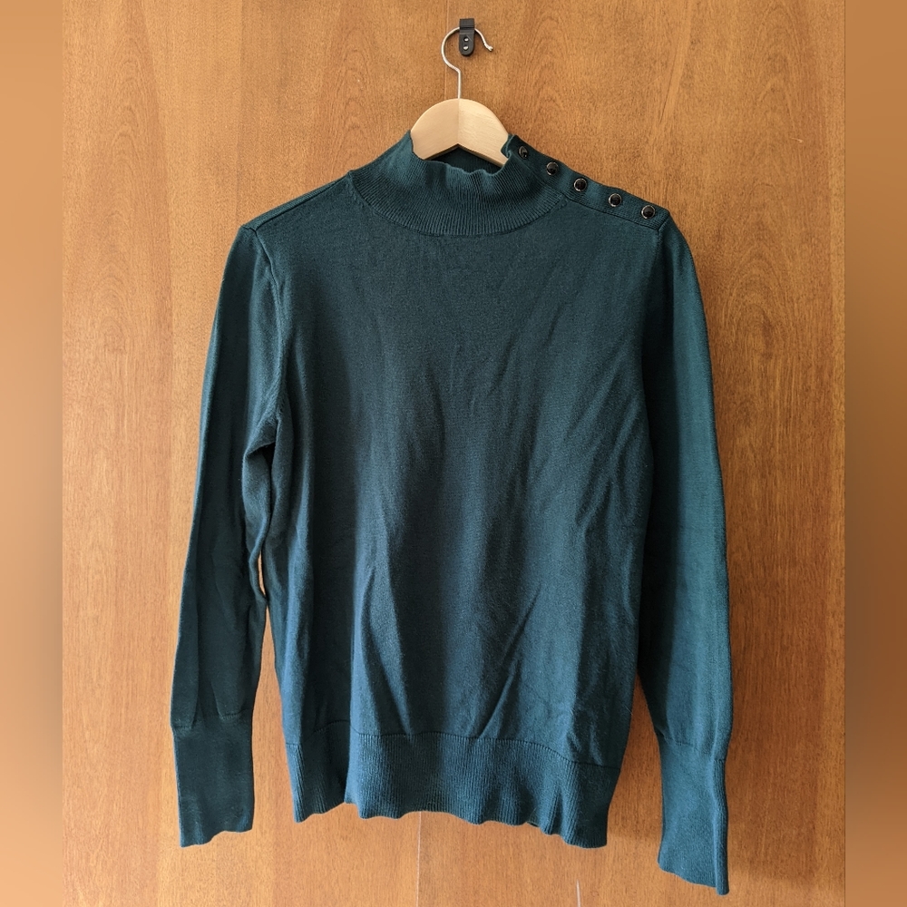 Ann Taylor mock neck in deep green, size L